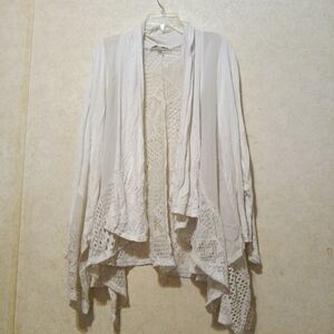 Elegant Cream Cardigan with Lace Details
